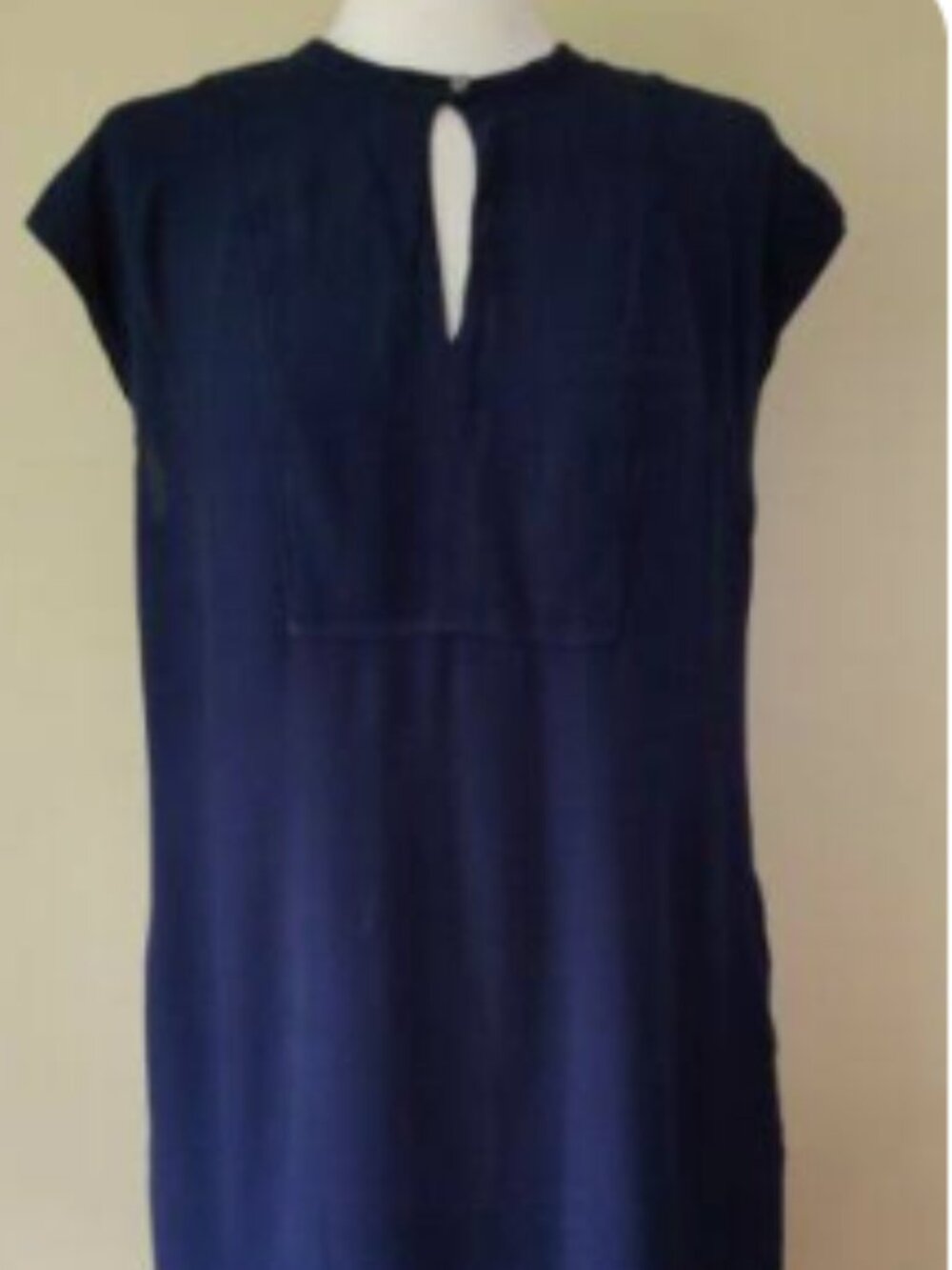 J.Crew Easy Tunic Dress Small Navy Shift Dress H7595 Pockets